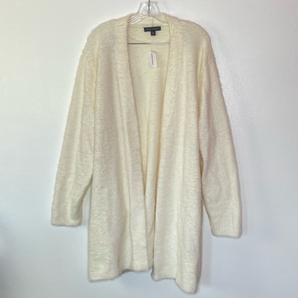 NWT Banana Republic Ivory White Fuzzy Long Cardigan Sweater Sz XXL - Picture 4 of 7